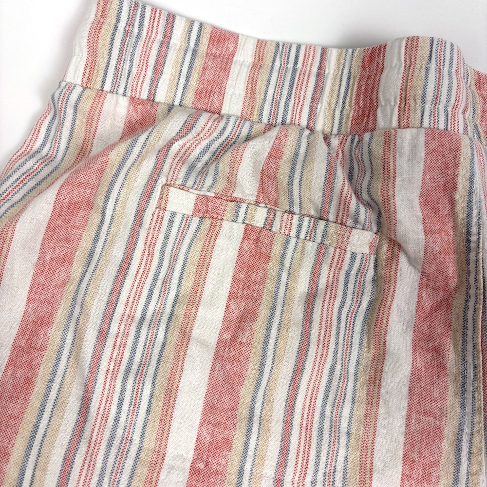 Cato Stripe Linen Blend Wide Leg Pants Womens Sz LP White Pink Pull On Drawstrng - Picture 8 of 15
